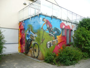 Graffitiauftrag Sportler Eckansicht
