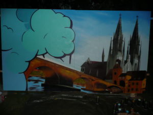 Graffitiauftrag Spraybar Dom und Steinerne Brücke
