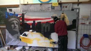 Graffitiauftrag New York Leinwand in progress