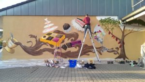 Graffitiauftrag Café chocolat Fassadengestaltung