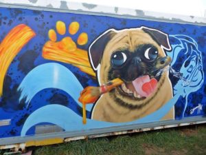 Graffitiauftrag Mops Hunde Graffiti