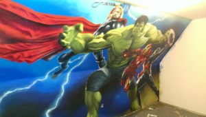 Graffitiauftrag Avengers von links