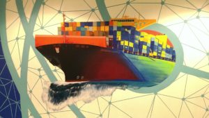 Graffitiauftrag Bürowand Kontainerschiff Detail