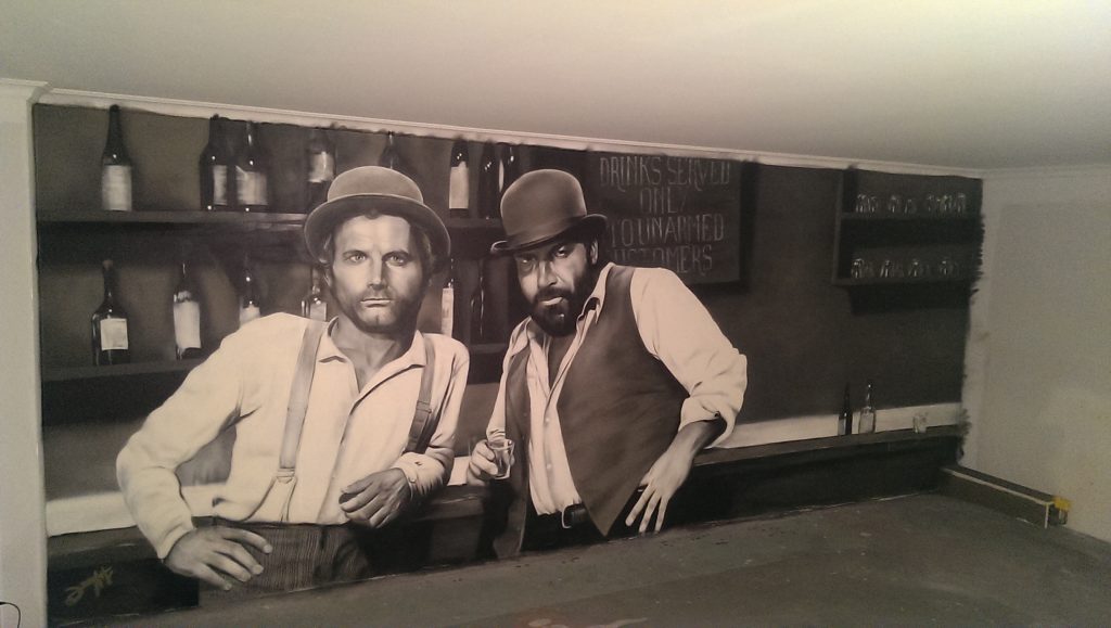 Graffitiauftrag Partykeller Bud Spencer Terrance Hill