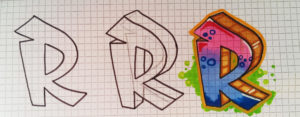 Graffiti Buchstaben zeichen Schritt für Schritt 2