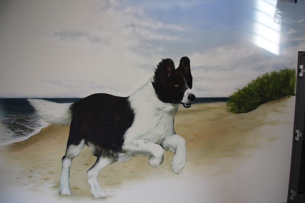 Trixie Graffiti Auftrag Tarp Flensburg Hund nah