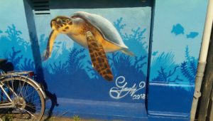 Graffiti Schildkröte Fassadengestaltung